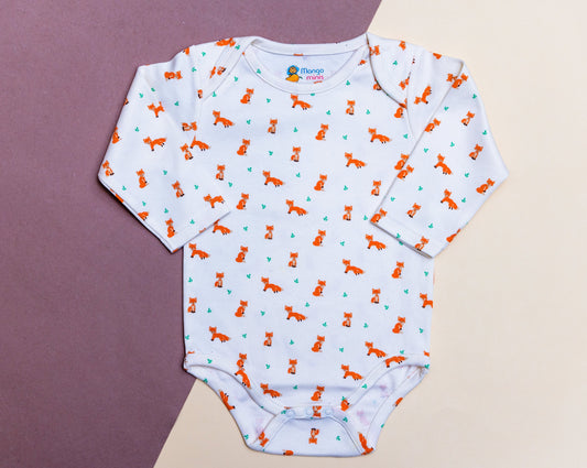 Romper Full sleeve with Fox Print | 100% COTTON | Mango Minis