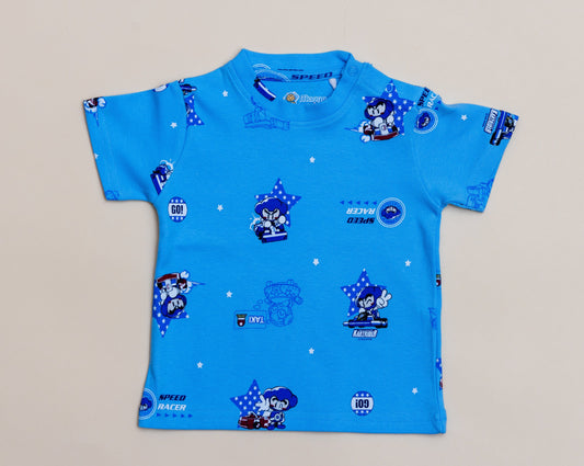 Adorable blue infant t-shirt from Mango Minis: A cozy and stylish wardrobe essential for your little one's comfort and cuteness overload!