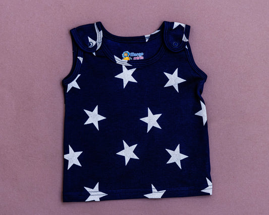 Jabla Open-Navy Dress with Celestial Stars | 100% COTTON | Mango Minis