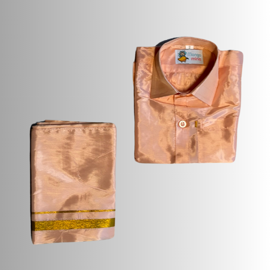 Art Silk Dhoti Set ( Pinkish Tan Color )